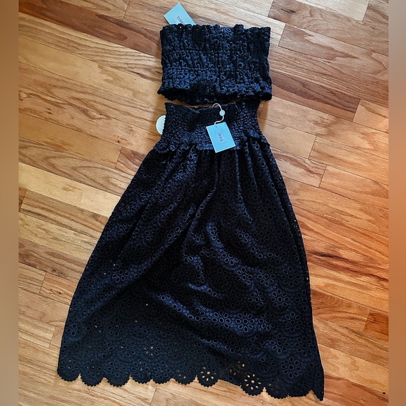 NWT Hill House Home Black Scallop Lace June Nap Top & Delphine Nap Skirt - Picture 3 of 7